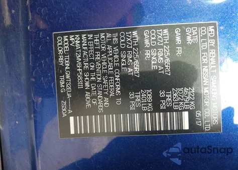 2017 Nissan Rogue Sv from USA, damaged, VIN KNMAT2MV6HP583111